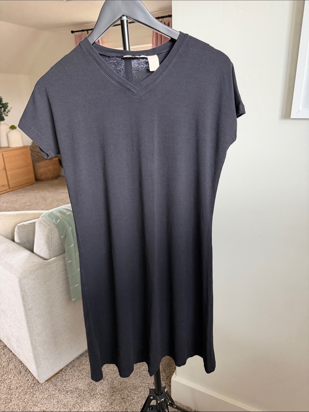 Black V-Neck Short Sleeve Women’s Dress